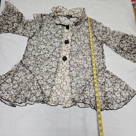 Damee Inc. Sheer Net Sequined Wired Collar Women Jacket Size XL Floral - Picture 13 of 13